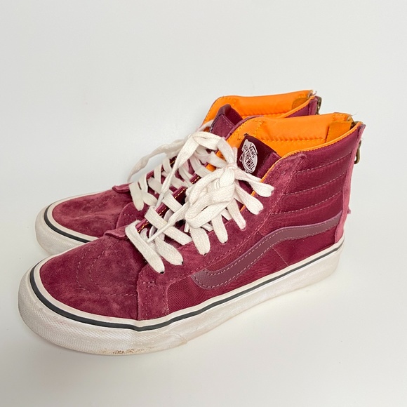burgundy hi top vans